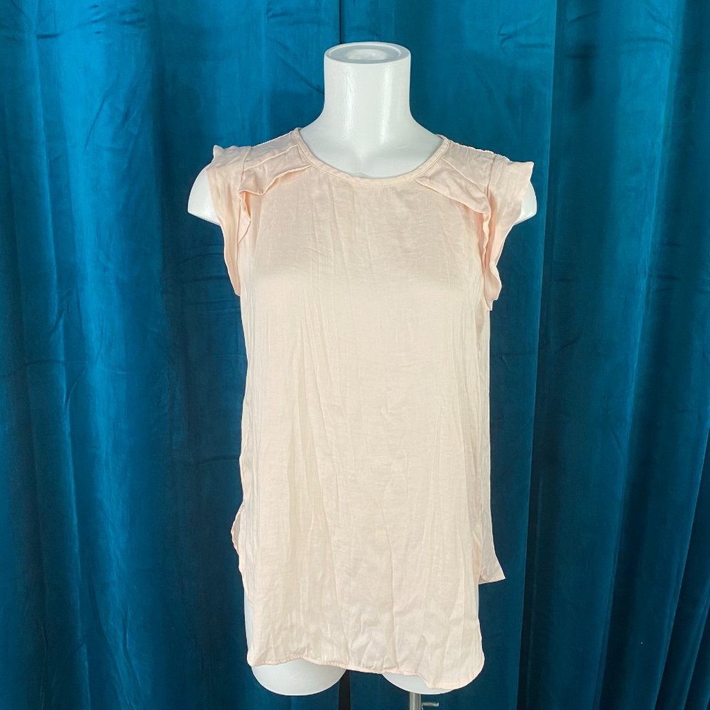 Loft Sleeveless Ruffle Top Blouse Pink